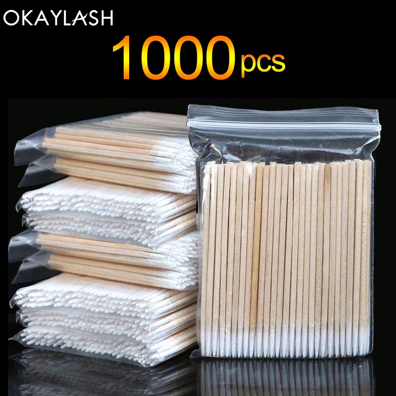 Eyelash Extension Glue Remover - 300/100pcs naturalnie drewniane jednorazowe mikro pąki
